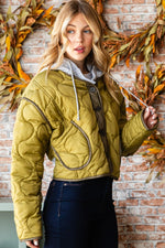 Load image into Gallery viewer, Quilted Crop Jacket w/Detachable Hood
