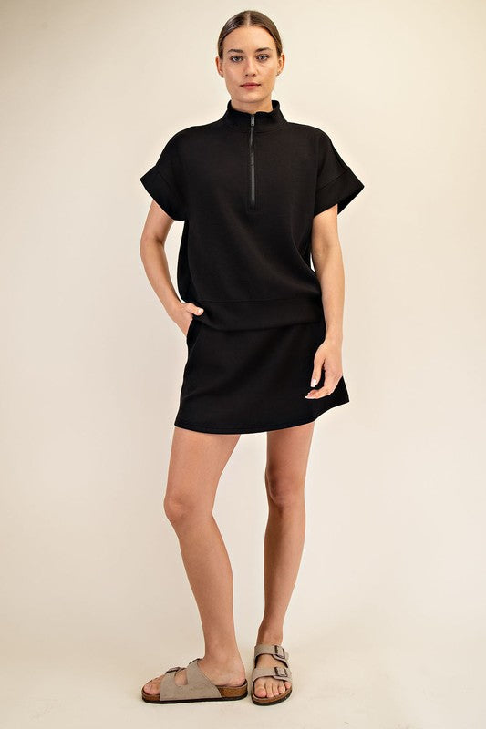 Quarter  Zip Short Sleeve Top
