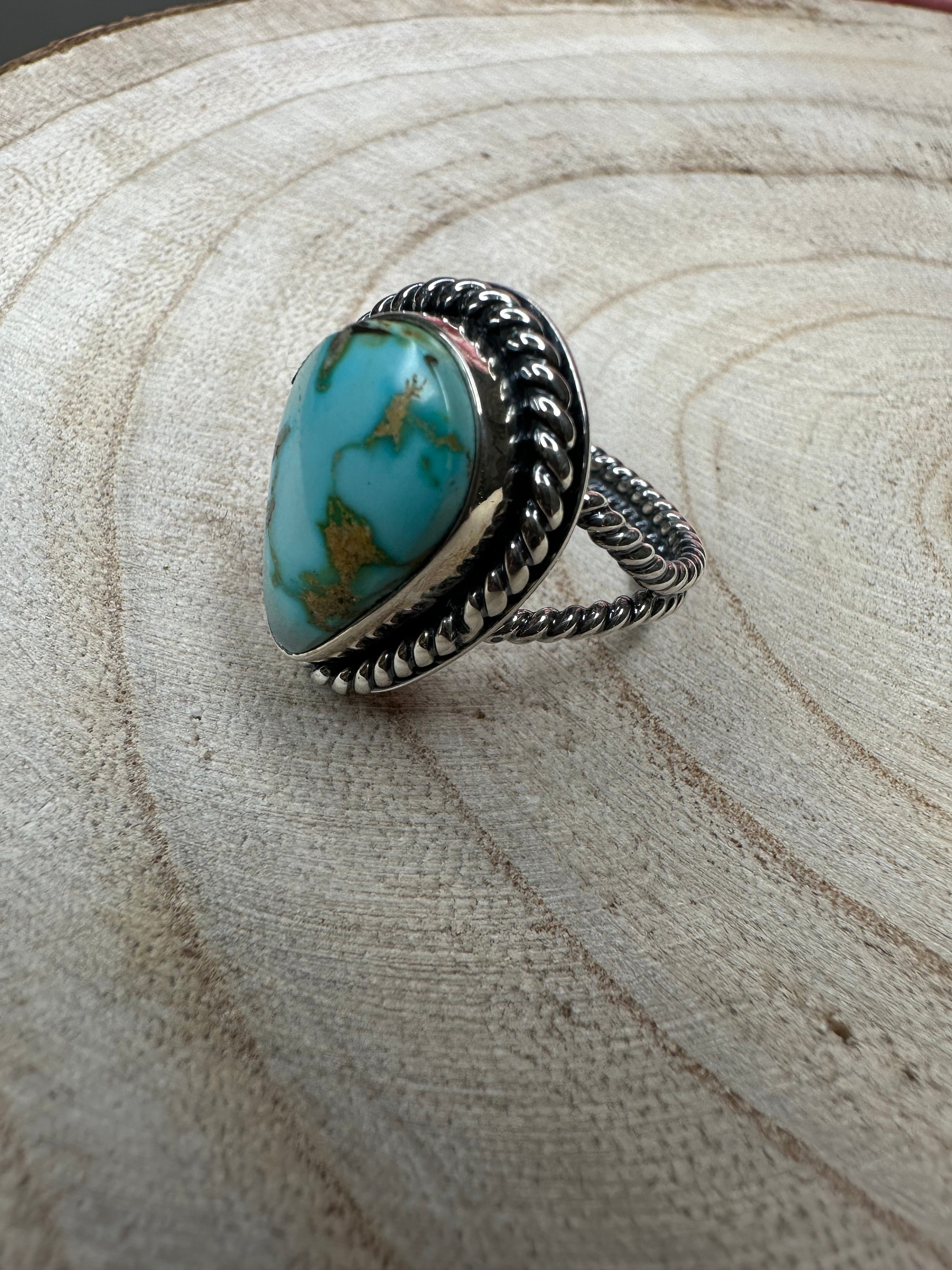 Sterling Silver Tear Drop Turquoise Ring