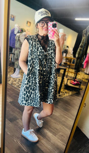 Leopard Pintuck Romper