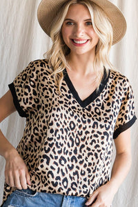 Leopard Print V-neck Top