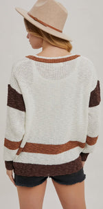 Load image into Gallery viewer, Color Block Button Down Knit
Sweater Cardigan
