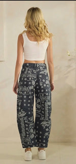 Load image into Gallery viewer, Veveret ~ Paisley Printed Denim Pants
