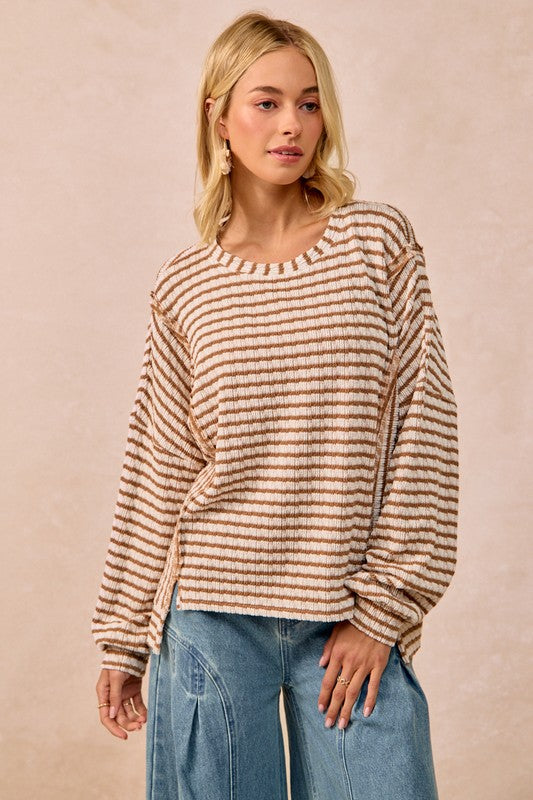 Bibi Texture Stripe Knit Top