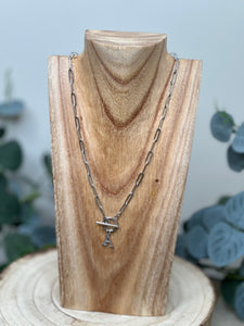 Silver Paper Clip Chain Letter Necklace