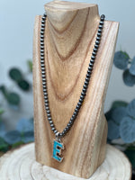 Load image into Gallery viewer, Navejo Pearl Turquoise Letter Necklace
