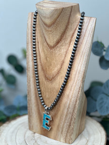 Navejo Pearl Turquoise Letter Necklace