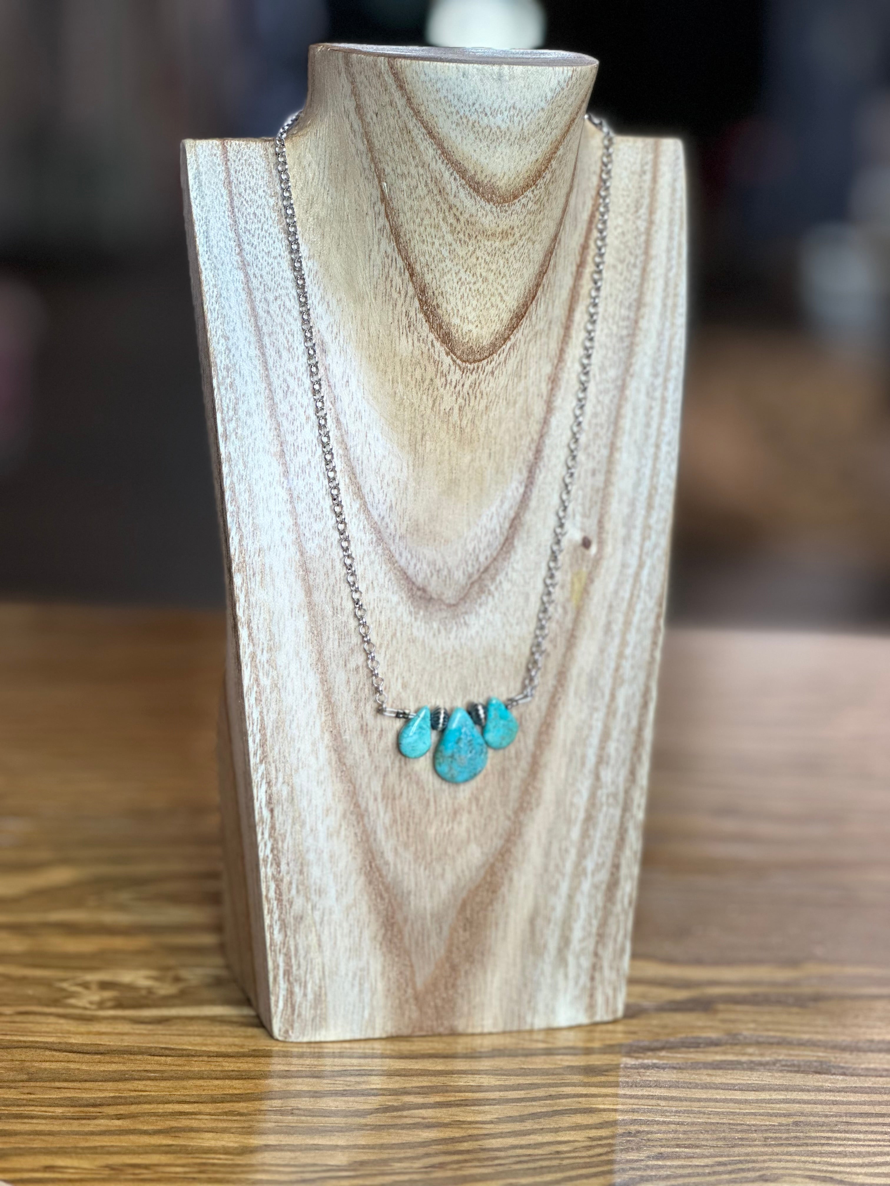 16 inch Blue turquoise and sterling silver pearl