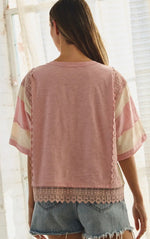 Load image into Gallery viewer, Oddi Washed Vintage Lace Hem Top
