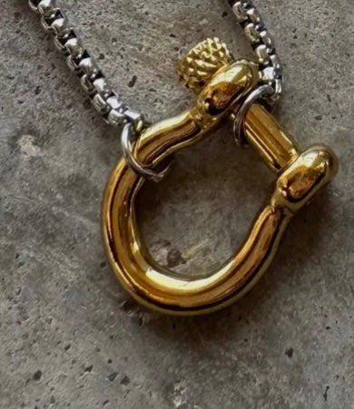Horseshoe Charm Necklace (SILVER  CHAIN/GOLD CHARM)