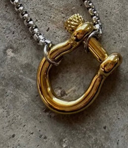 Horseshoe Charm Necklace (SILVER  CHAIN/GOLD CHARM)