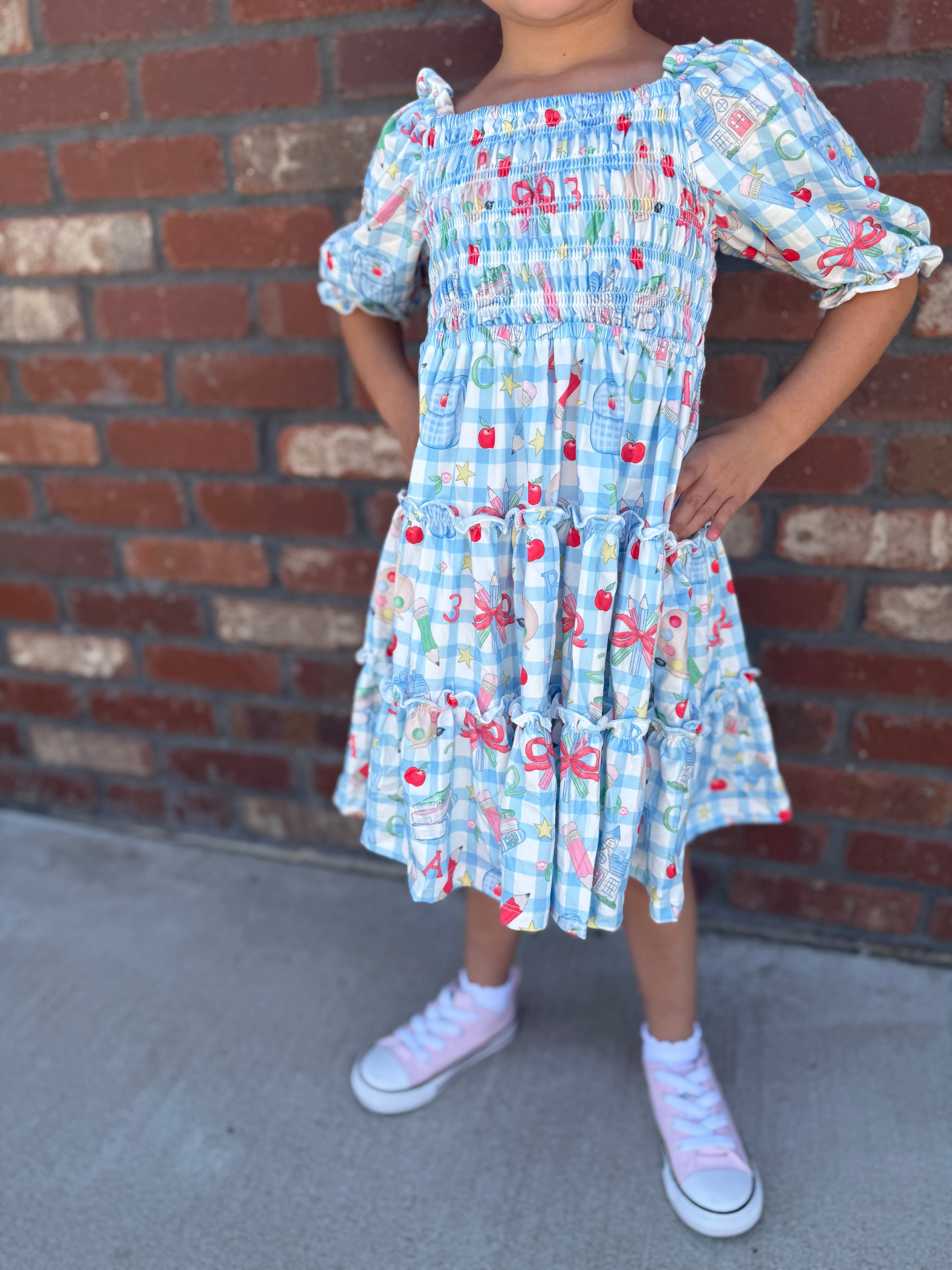 Honor Roll Smocked Ruffle Dress