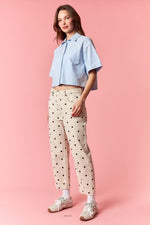 Load image into Gallery viewer, Polka Dot Twill Ankle Denim (run small)
