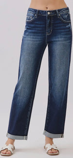 Load image into Gallery viewer, Petra153 ~ High Rise Comfort Baggy
Straight w/ Cuffed Hem
