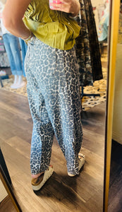 Leopard Print Barrel Pants