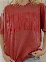 Load image into Gallery viewer, LivyLu Ou Sooners Mono Puff Ink Crimson Comfort Color Tee *Licensed
