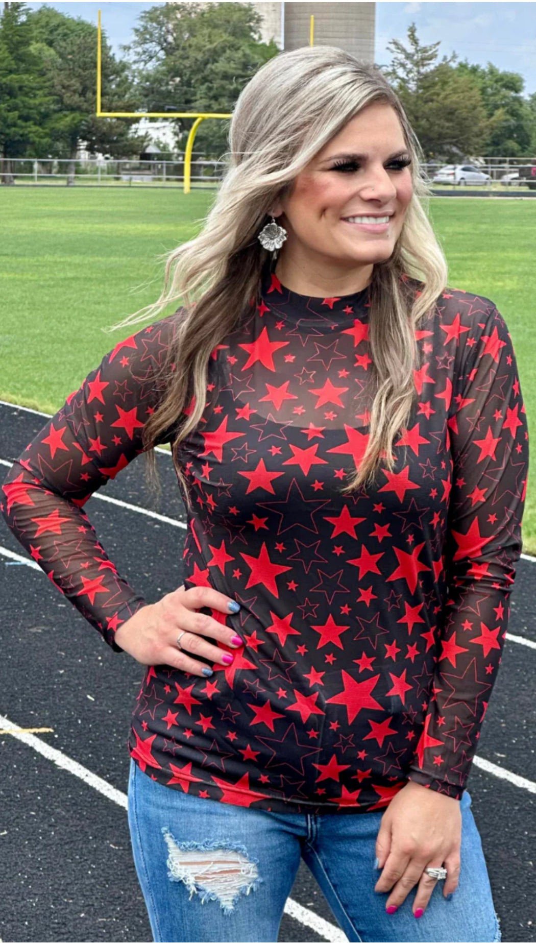 STERLING KREEK ~ GO TEAM GO RED AND BLACK MESH