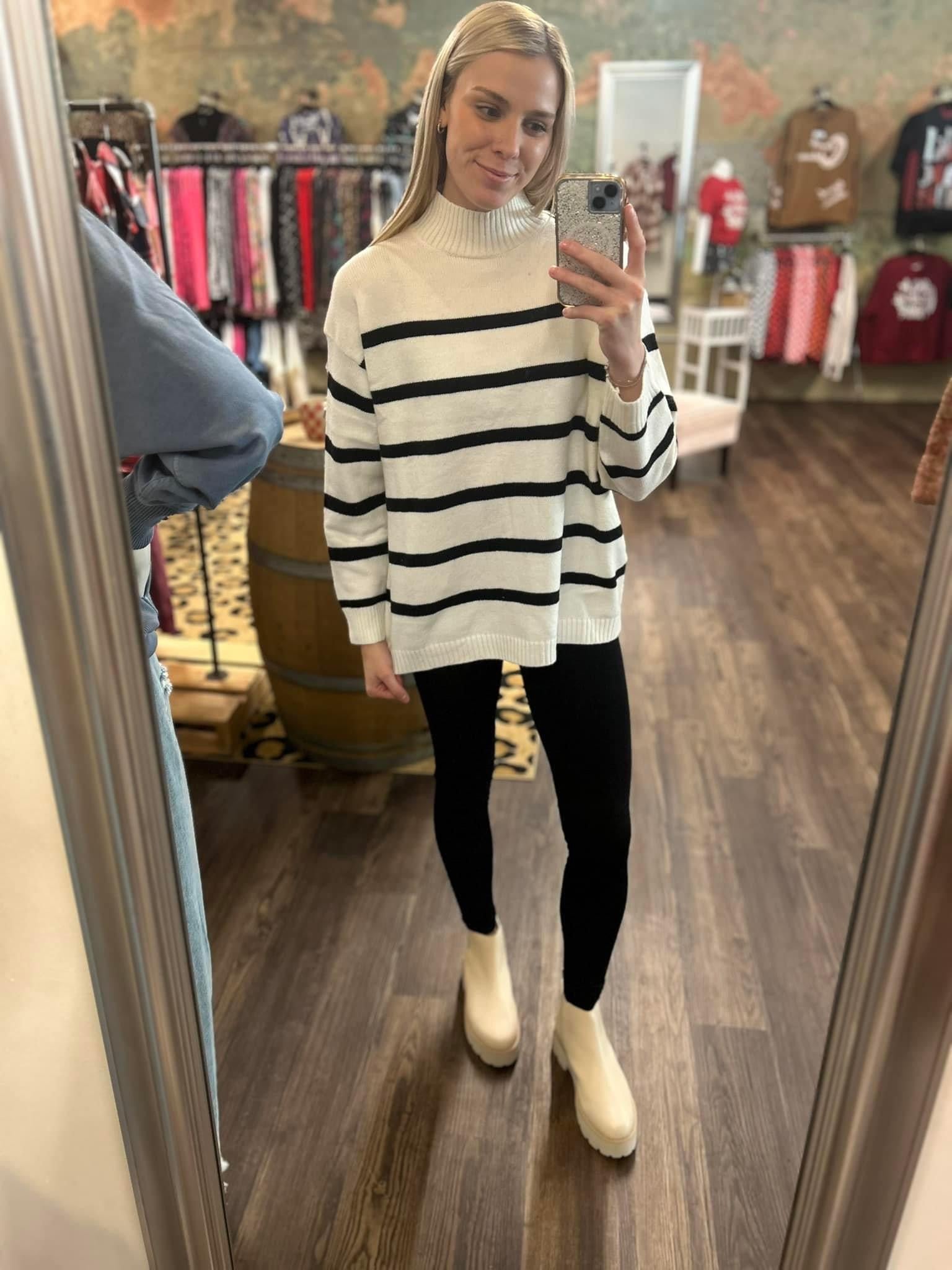 Hyfve Cream/Black Stripe Sweater