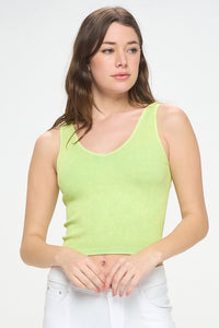 Yelete Green Reversible Stonewashed Ribbed Tank