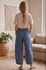 Load image into Gallery viewer, Polka Dot Denim Barrel Pant
