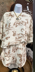 Load image into Gallery viewer, J.O.A. ~ Western Print Elastic Waist Knit Shorts
