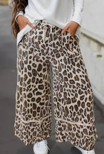 Leopard Wide Leg Crop Pant