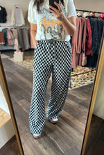 Load image into Gallery viewer, Checkered board Side Panel Wide Leg Pants
