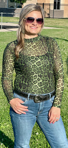 STERLING KREEK SIDELINE SPIRIT OLIVE GREEN MESH TOP