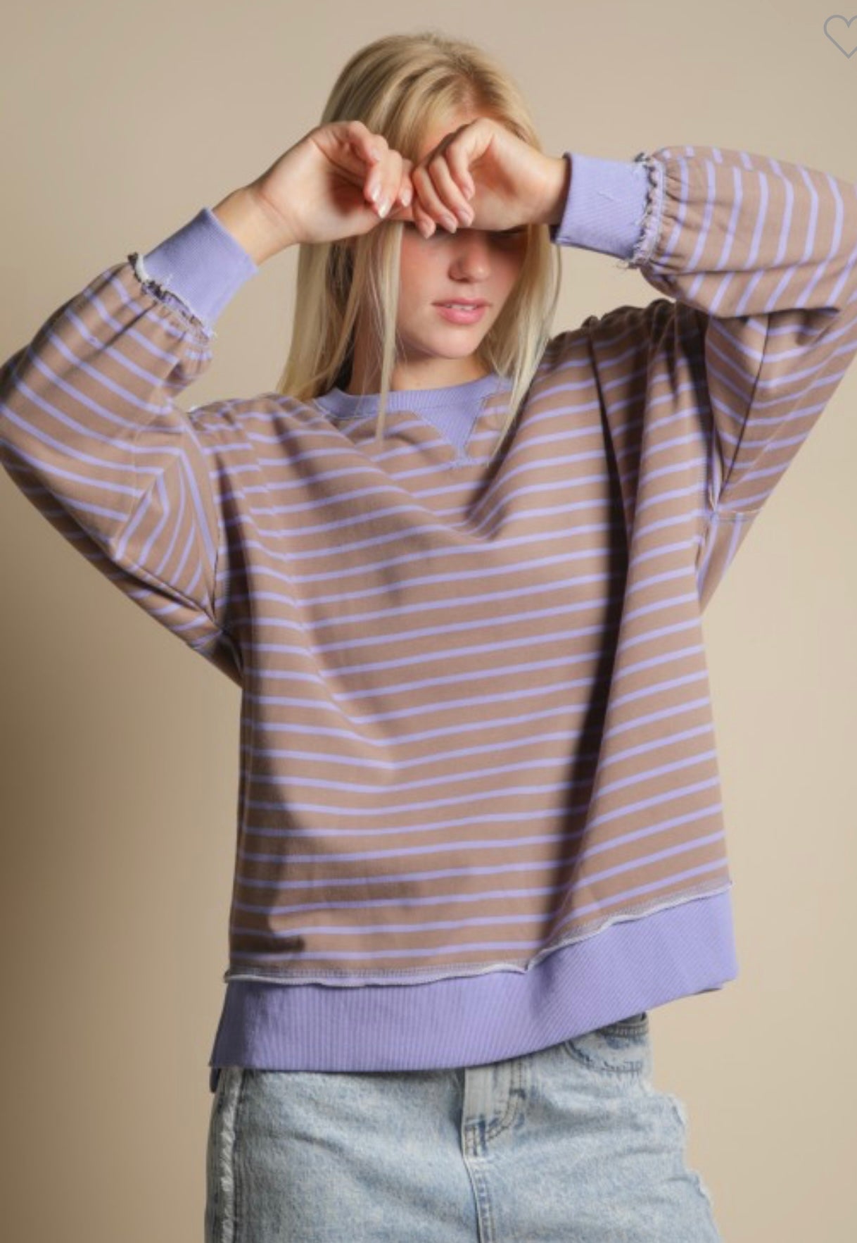 Striped Pull Over Mocha/Lavendar