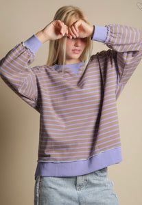 Striped Pull Over Mocha/Lavendar