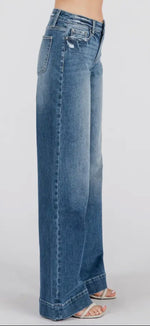 Load image into Gallery viewer, PETRA 153 ~ Mid Rise Stretch Trouser
Wide Leg Jeans
