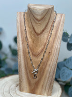 Load image into Gallery viewer, Silver Paper Clip Chain Letter Necklace
