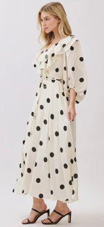 Load image into Gallery viewer, Peace Love Line ~ Polka Dot Printed Midi Dress
