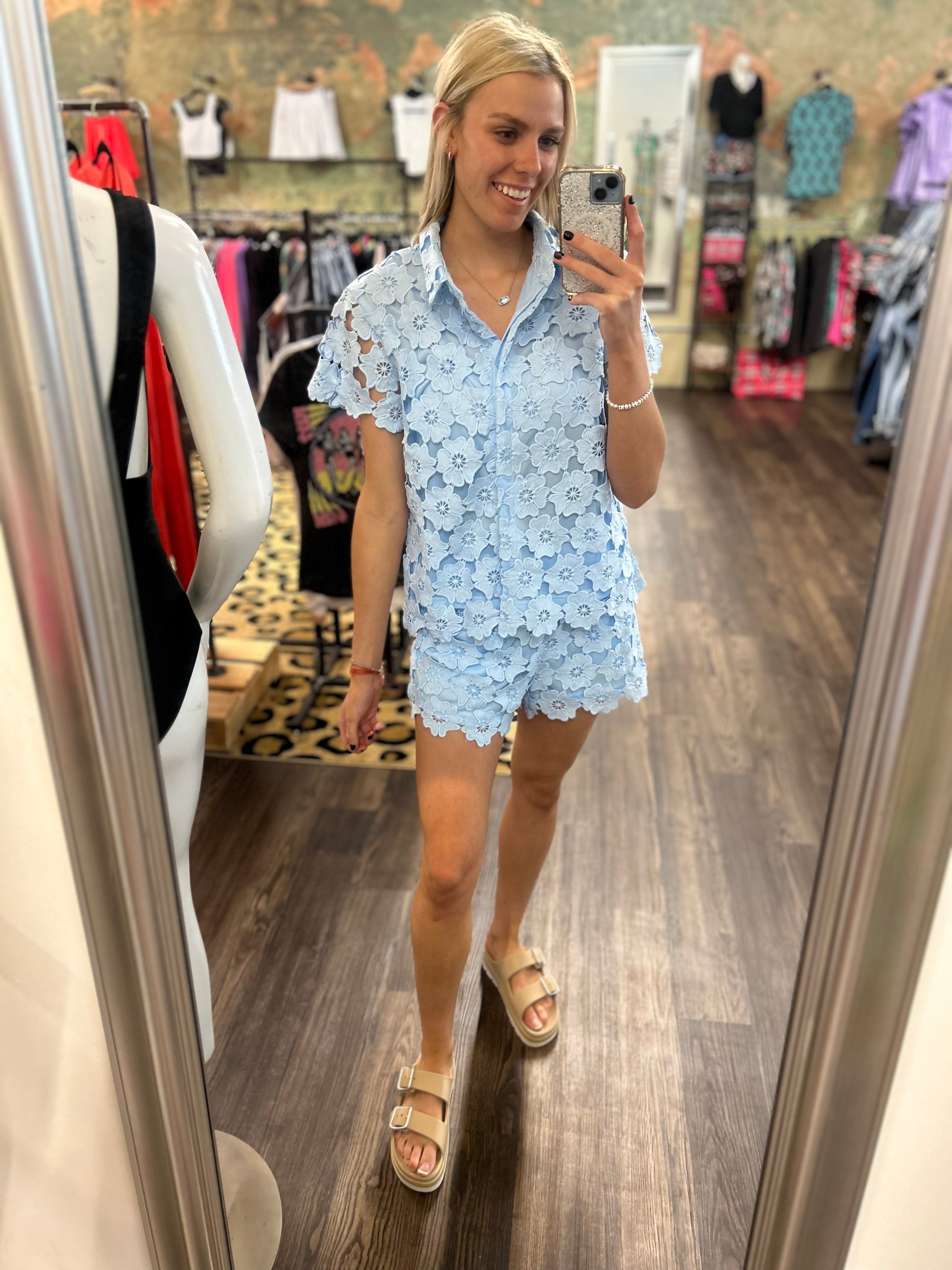 Umgee Light Blue Flower Short