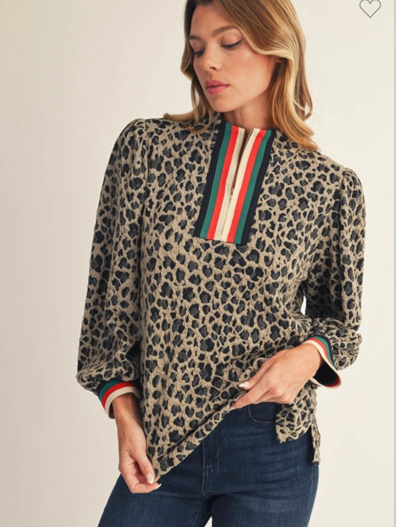 Jodifl Leopard W/Green Red Stripe Detail