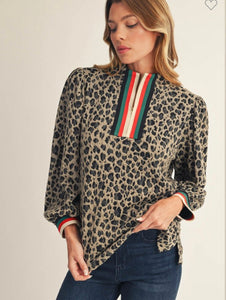Jodifl Leopard W/Green Red Stripe Detail