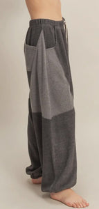 DOUBLE ZERO~ Contrasting High-Waist Casual Sweatpants