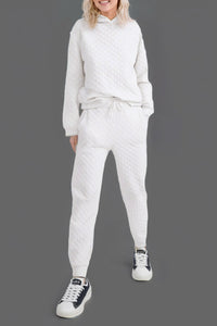 White Quilted Hood and Sweatpants Set