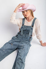 Load image into Gallery viewer, Washed  Denim Loose Fit Crop Overall
