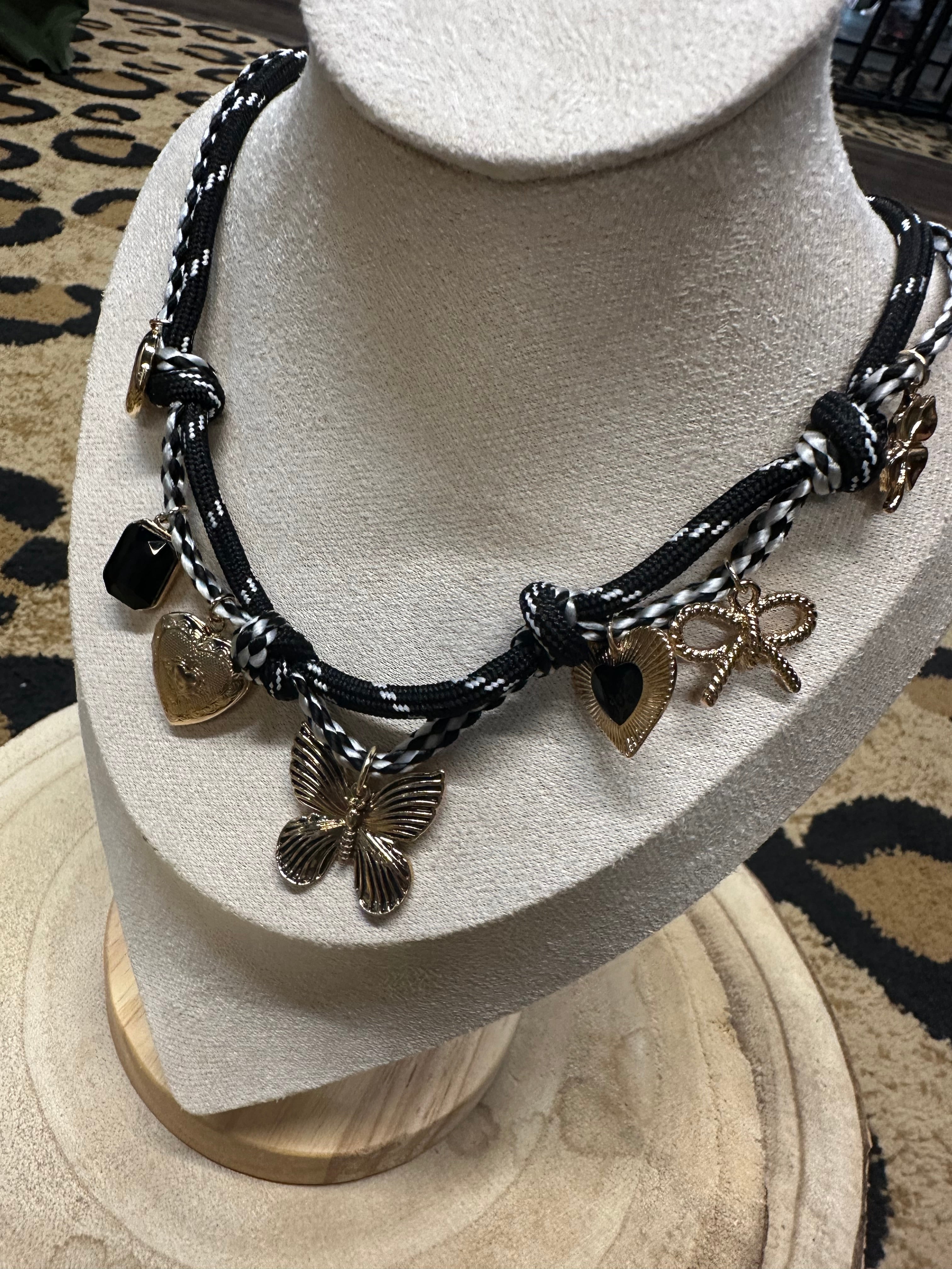 Double Cord Charm Necklace
