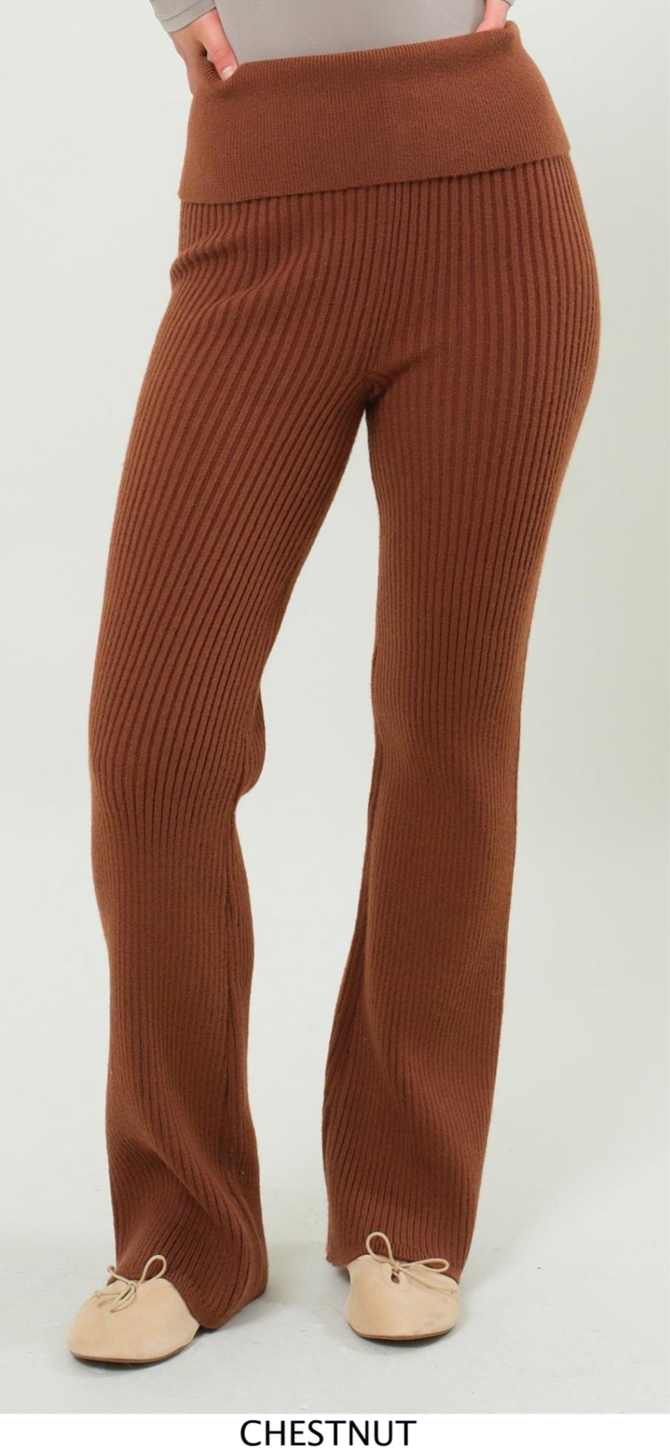 Hyfve Chestnut Bell Bottom Knit Pants