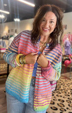 Load image into Gallery viewer, Rainbow Button Down Cardigan
