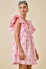 Load image into Gallery viewer, Polka Dot Babydoll Empire Waist Ruffle Mini Dress
