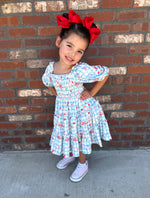 Load image into Gallery viewer, Honor Roll Smocked Ruffle Dress
