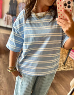 Load image into Gallery viewer, Sewn &amp; Seen Americana Striped Oversized Tee

