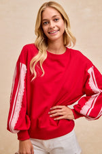 Load image into Gallery viewer, French Terry Red W/Lace Trim
