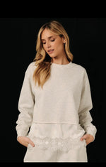 Load image into Gallery viewer, Sweatshirt W/Lace Trim
