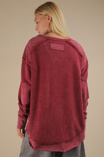 Load image into Gallery viewer, Mineral Washed Elbow Patch Contrast Knit Top
