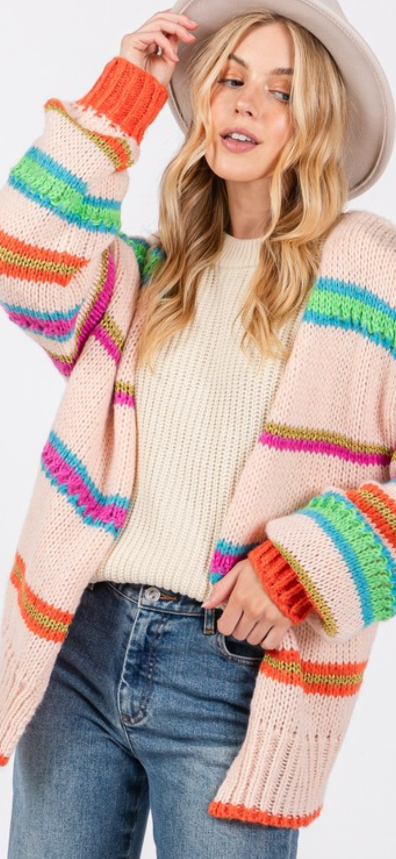 Rainbow Chunky Knit Cardigan