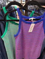 Load image into Gallery viewer, Sewn and Seen ~ Striped Ribbed Halter Tank
